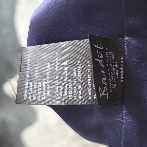 Bardot Revolve Athena Frill Navy Blue Satin Mini Dress SzXS - Picture 10 of 10